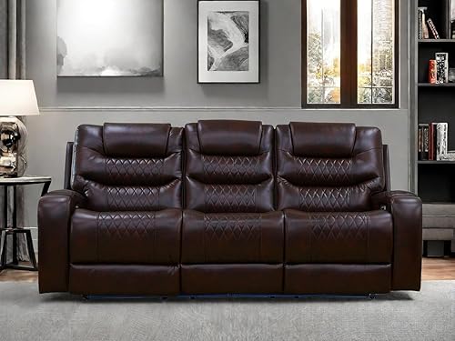 Juego de muebles para sala de Estar, juego de sofá reclinable eléctrico, sillón reclinable de cuero con puertos USB incorporados y almacenamiento.