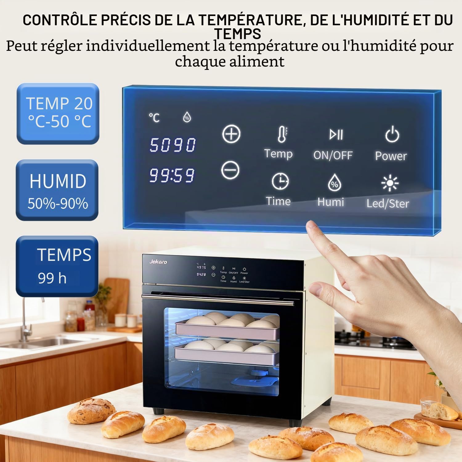 Armoire de Fermentation Pour Pain 38 L, Armoire de Fermentation Pour Pâte, étuve électrique, Humidité, Température et Durée Réglables, Gain de Temps