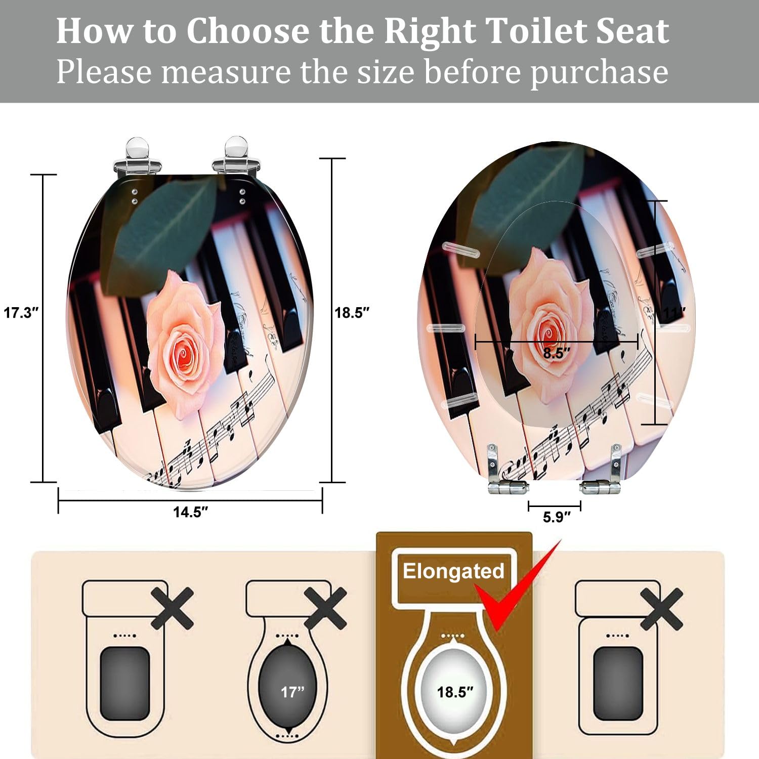 Asiento de inodoro alargado genérico para baño