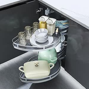 Vassoio Oscillante Per Angolo Cieco Cucina - 2 Livelli Estraibili, Per Mobili 800/900mm, Apertura Destra/Sinistra - Foto 8