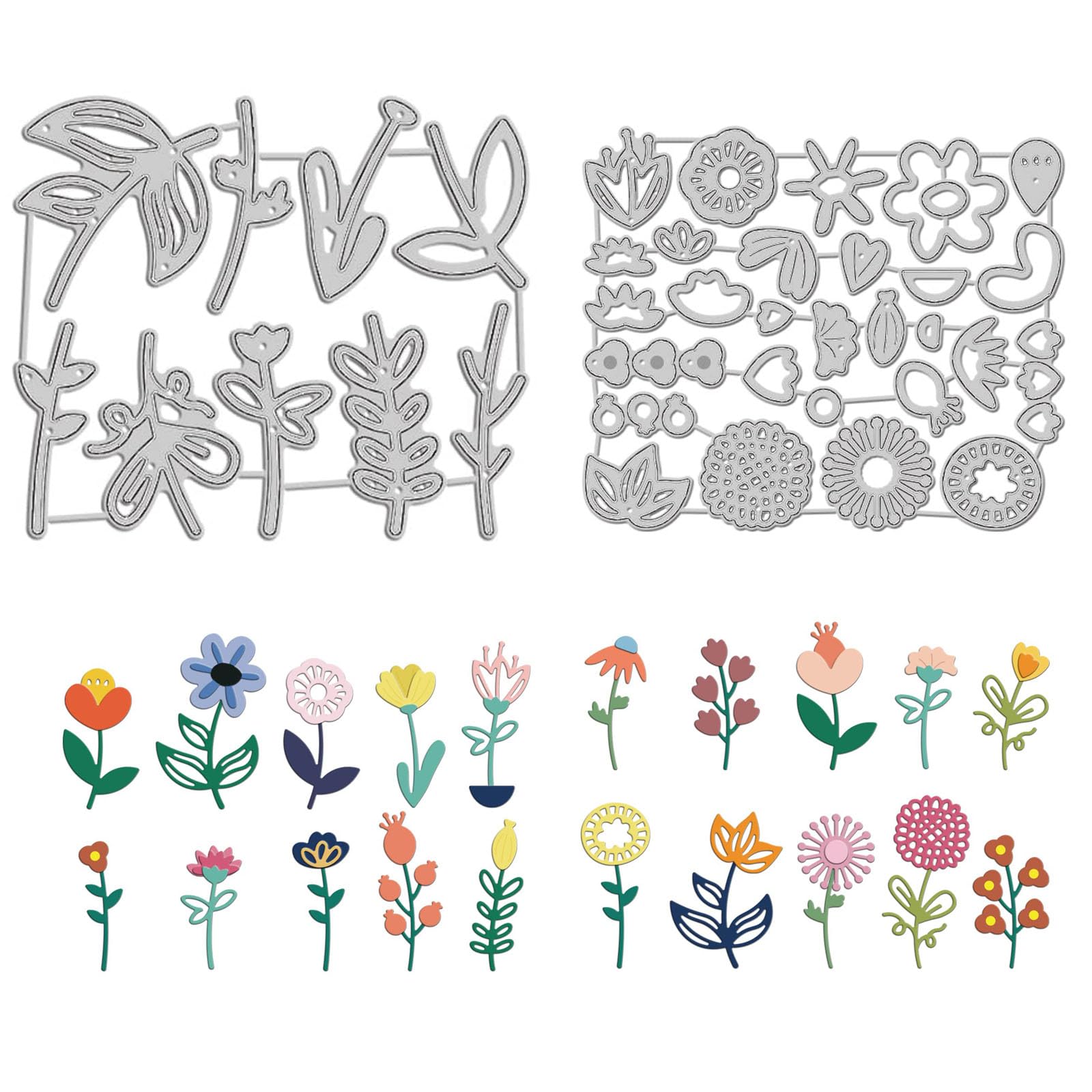 Ruzister® Plantillas de corte de metal para flores, hojas de flores, plantilla de troquelado 3D, plantilla de estampado de flores para hacer tarjetas, manualidades, álbumes de recortes, etiquetas