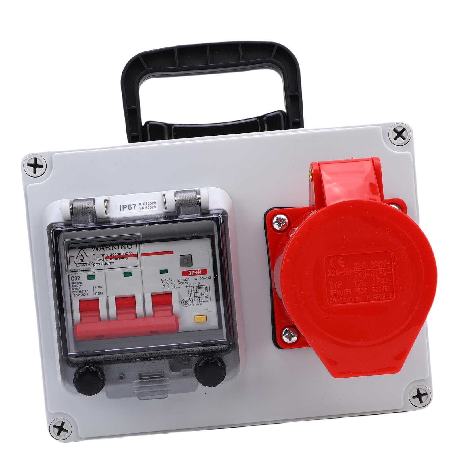 Hyuduo Caja de Enchufe Industrial Portátil, Toma Eléctrica Impermeable
