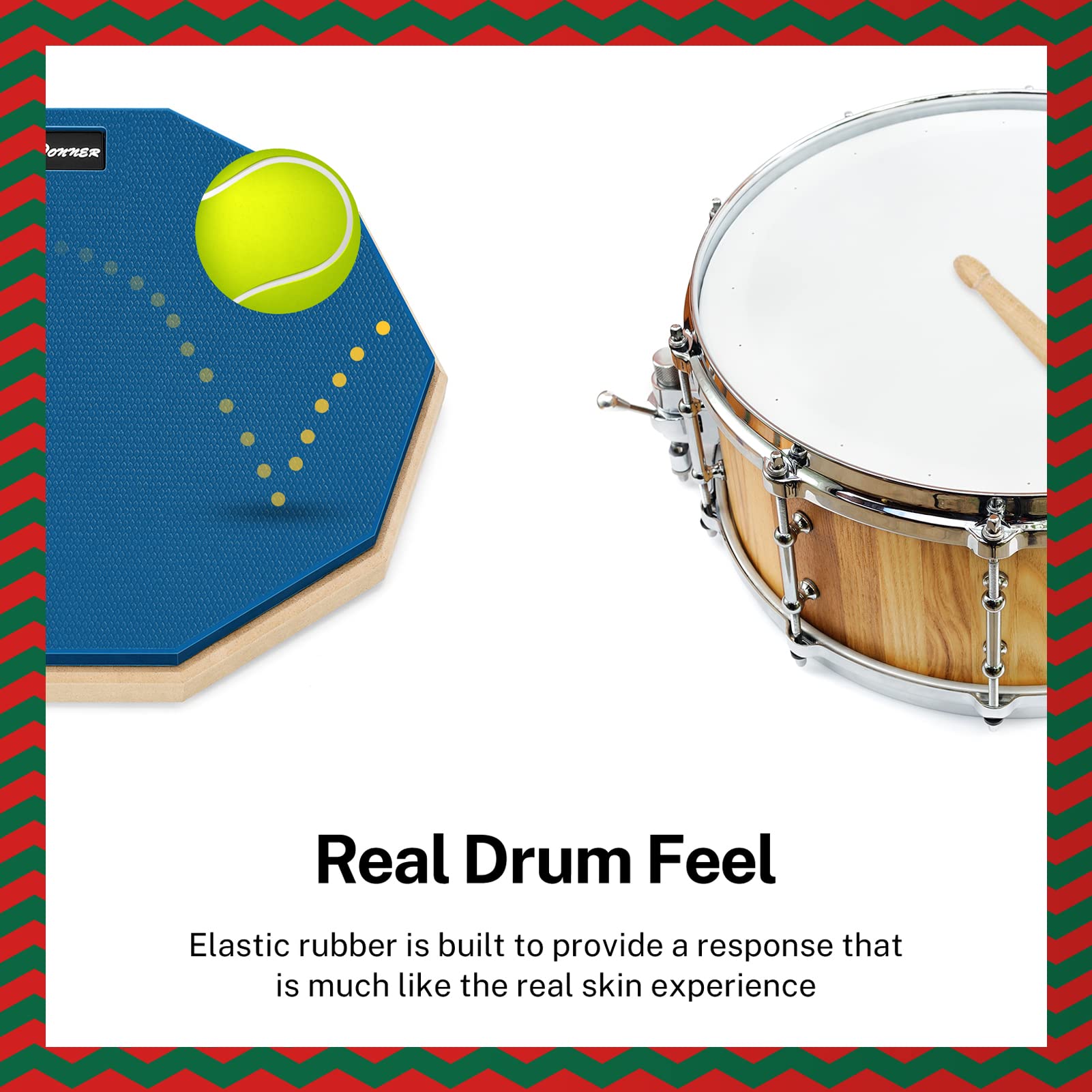 Donner Pad per Allenamento da 12 inch Drum Pad pratica con bacchette in acero Blu