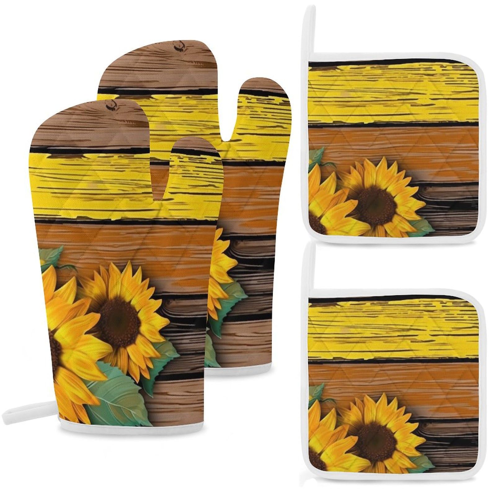 Maniques de cuisine antidérapantes résistantes chaleur eau gants four motif tournesol