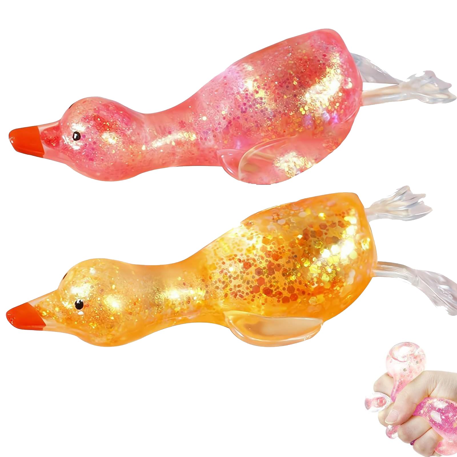 Duck Stress Balls Squishies Toys, Sugar Filled Maltose Squeeze Ball Sensory Fidget Stress Relief Toys, Fun Animal Shape Squishies Party Favors Easter Basket Stuffers for Teens Adults (2pcs)