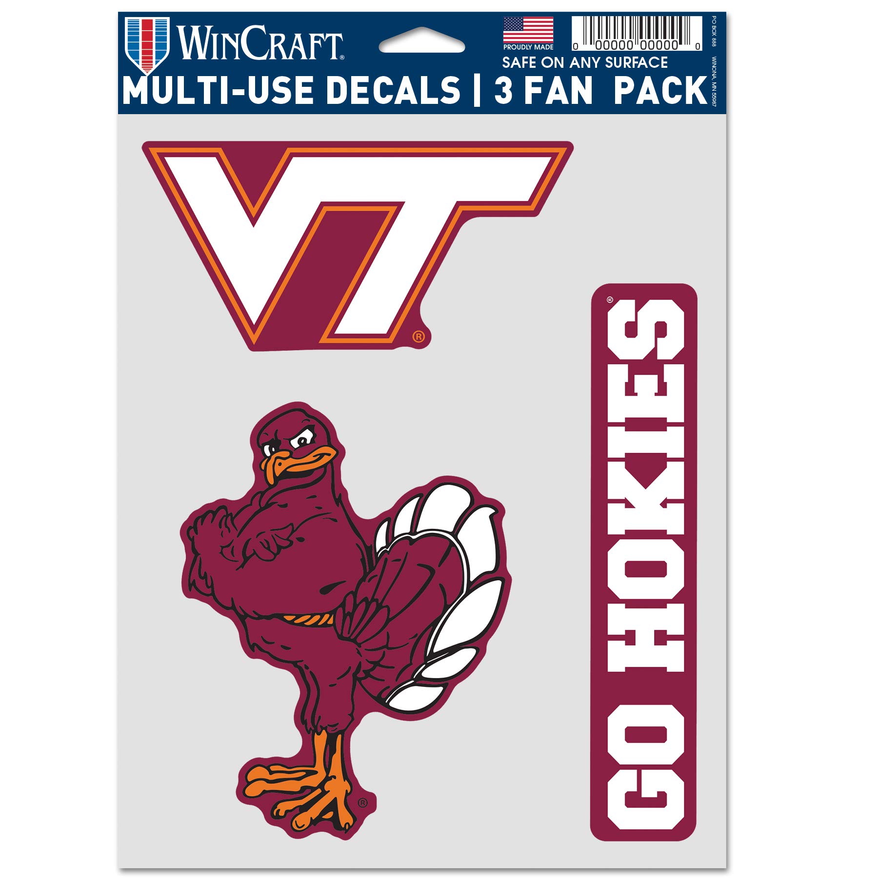 Wincraft Adesivi Multiuso NCAA Virginia Tech Hokies - 28x43 Cm - 4
