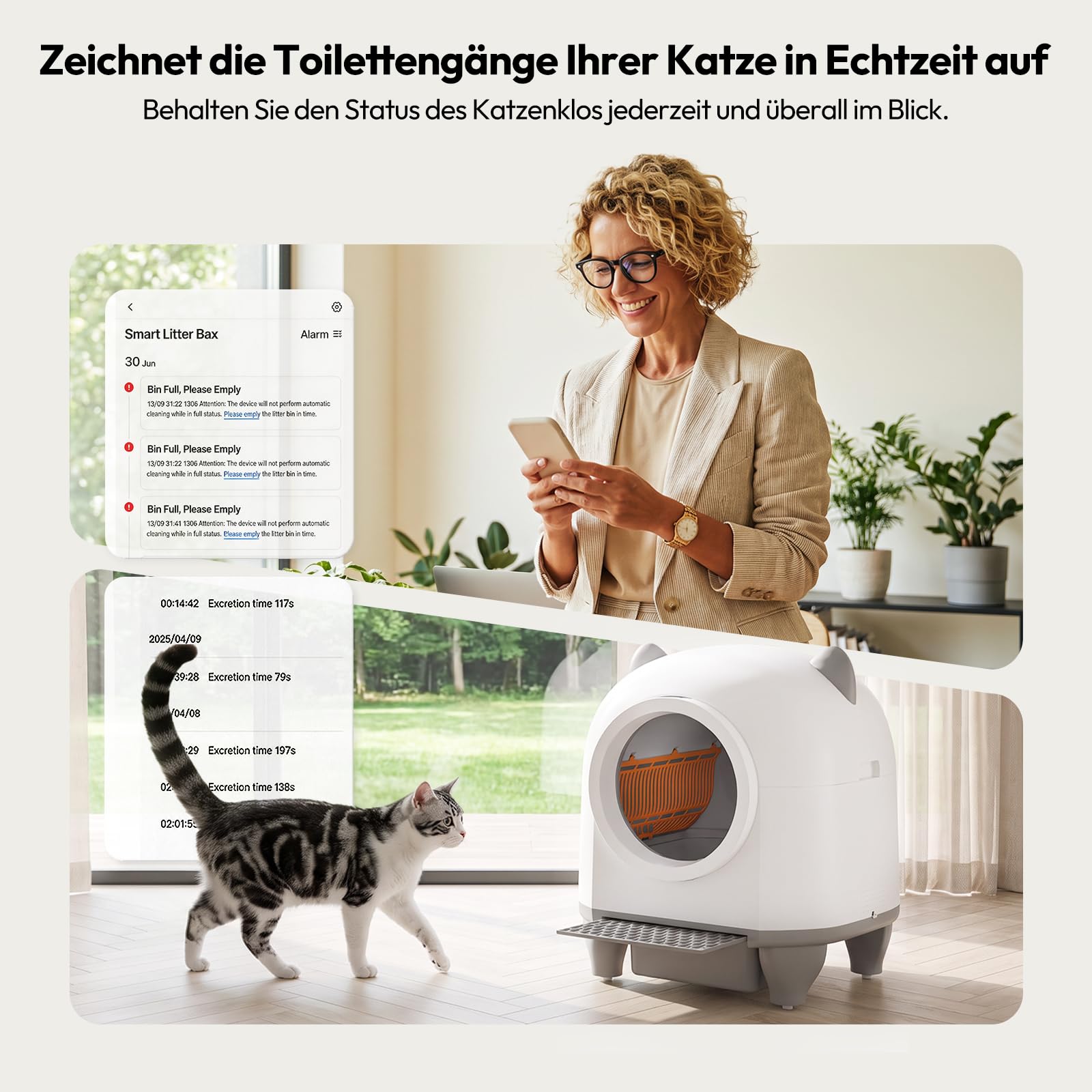 Devoko Katzenklo Selbstreinigend,Niedliche Katzenohren,Automatische Katzentoilette XXL,Fernsteuerung,groß Raum,Sicherheit, Anti-Geruch,90L cat Litter Box,Elektrisches katzenklo für Mehrere Katzen