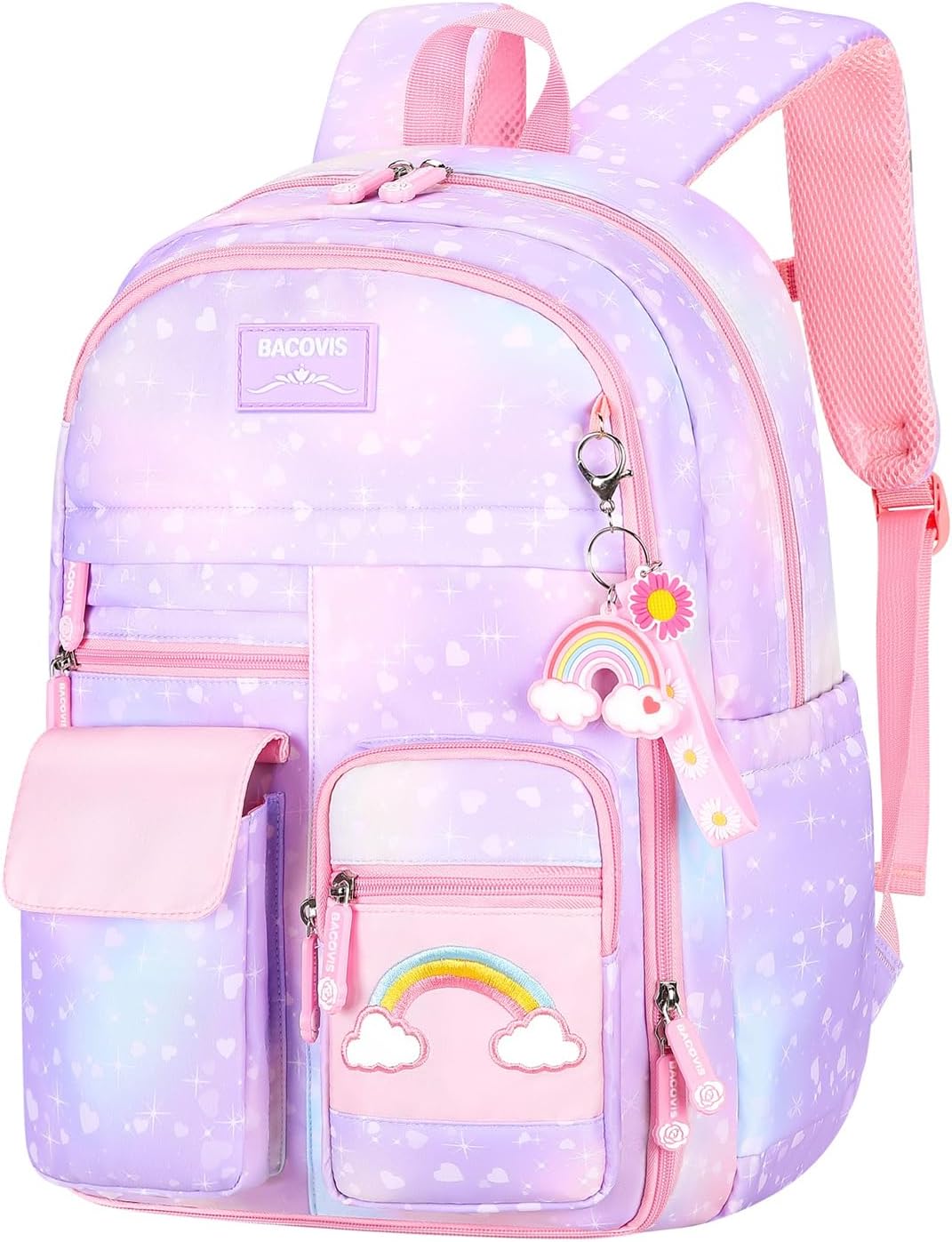 Girls Backpack,Backpacks for Girls,Kids Backpack with Compartments Elementary School Bag For Girls School Backpack(Purple) - Image 7