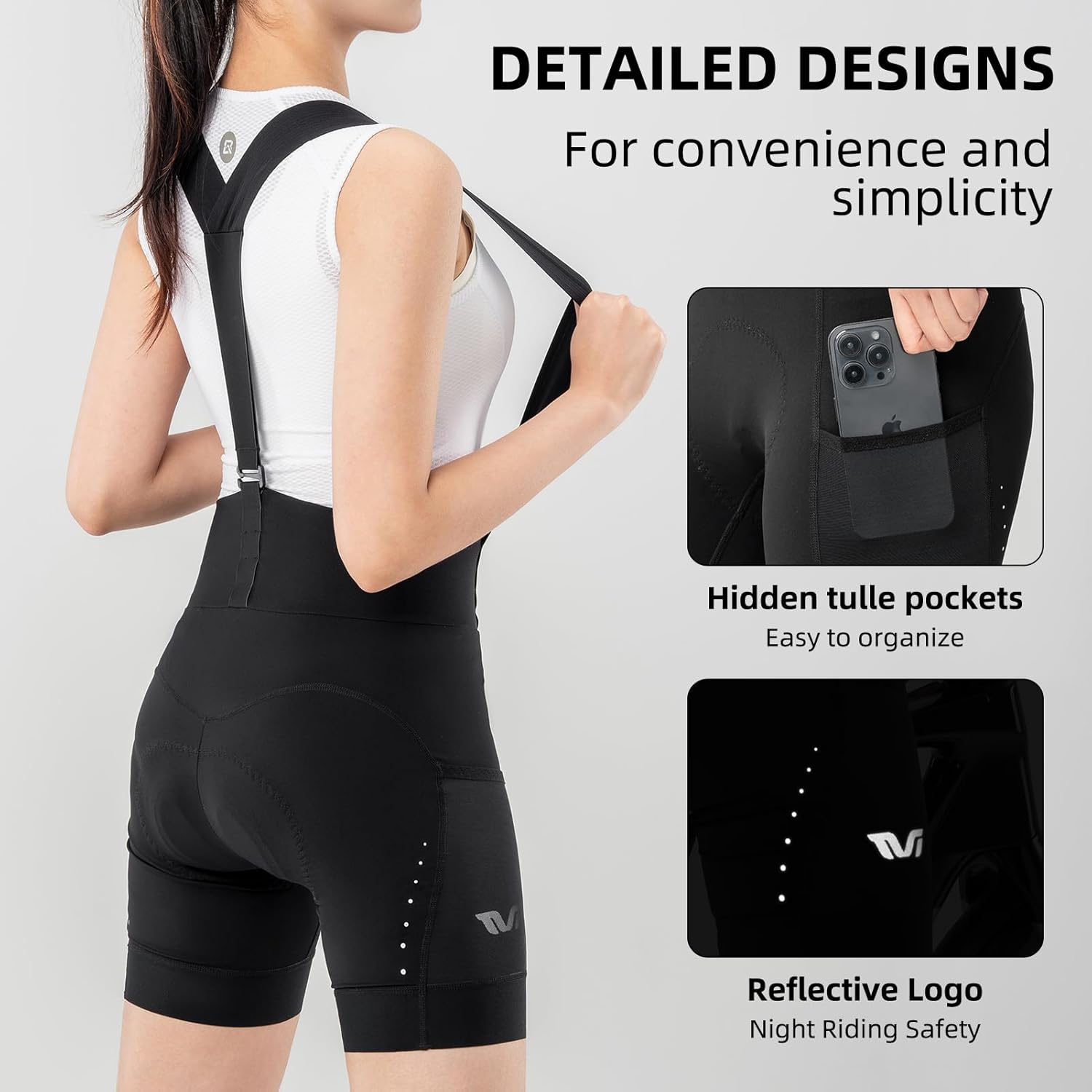ROCKBROS Women's Cycling Bib Shorts Breathable High Stretchy Cycling Shorts - Image 2
