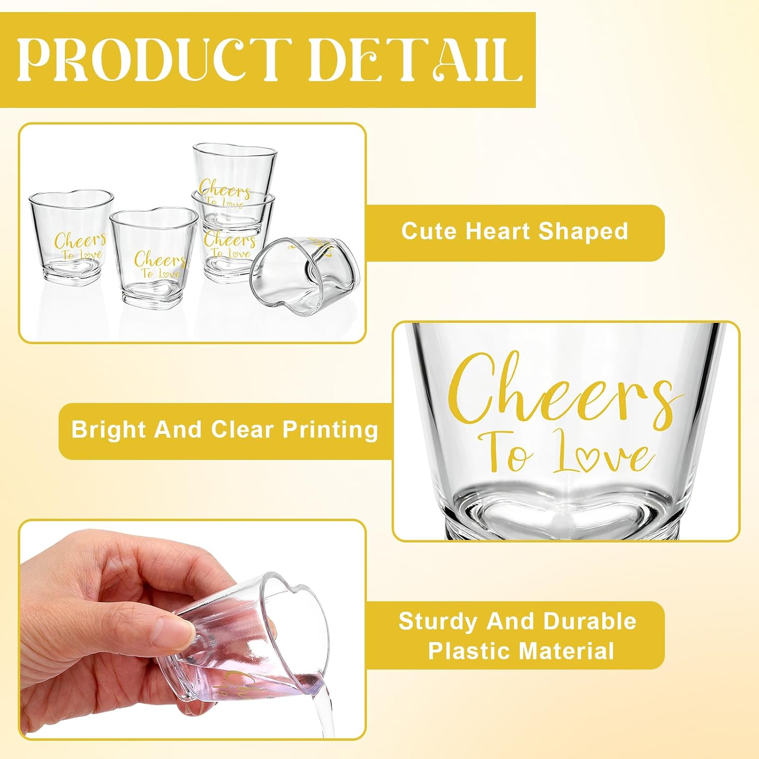50 Sets Wedding Favors Heart Shot Glasses Cheers to Love Acrylic Cups