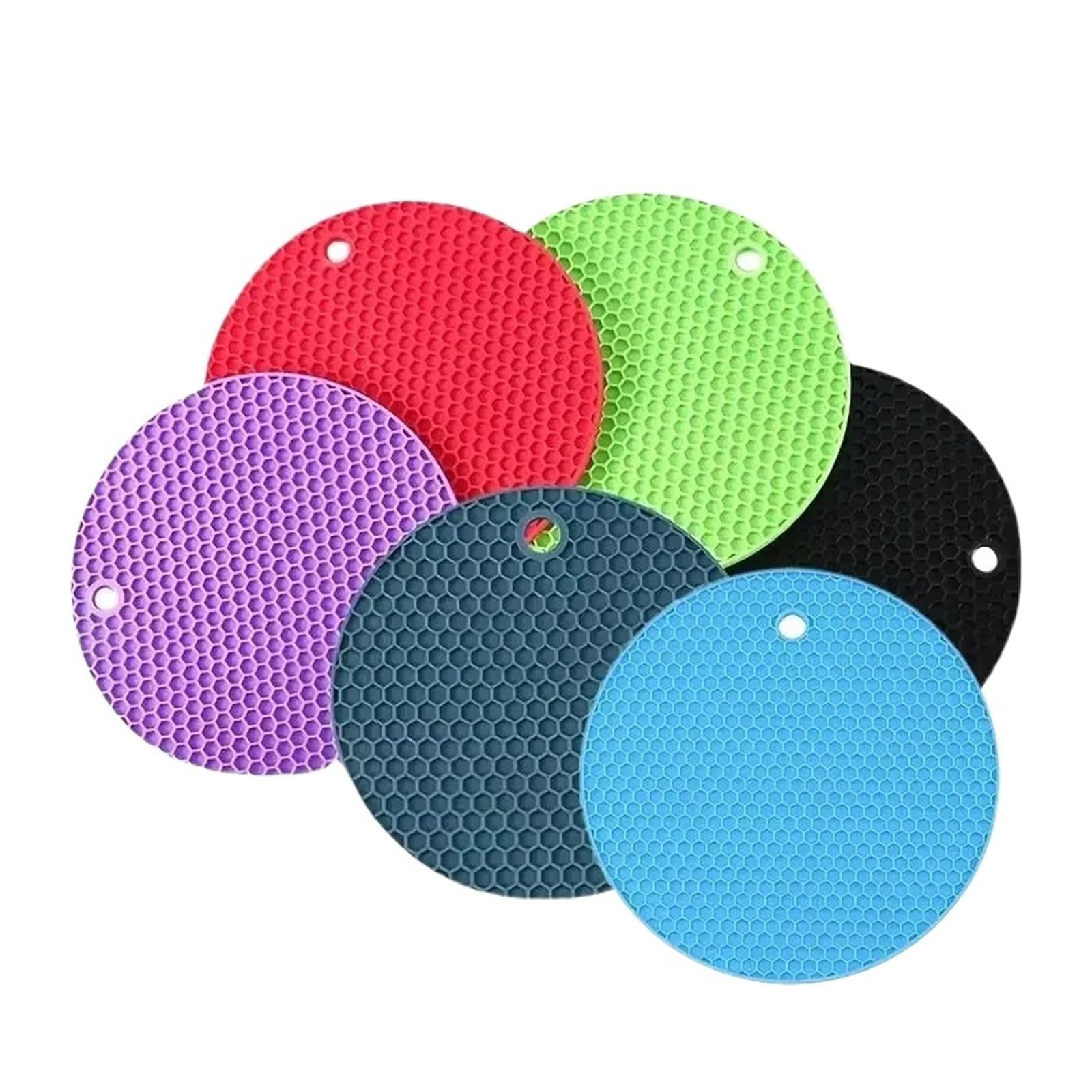 6pcs Round Heat-Resistant Non-Slip Trivet Set, Pot Holder & Cup Coaster for Kitchen Table For Kitche