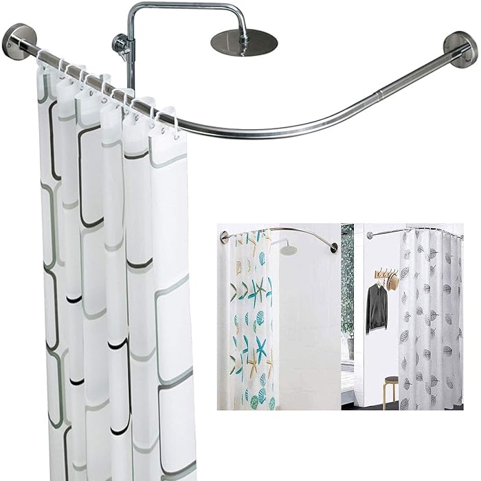 Buy Extendable L Shaped Shower Curtain Rod for Bathroom, Adjustable