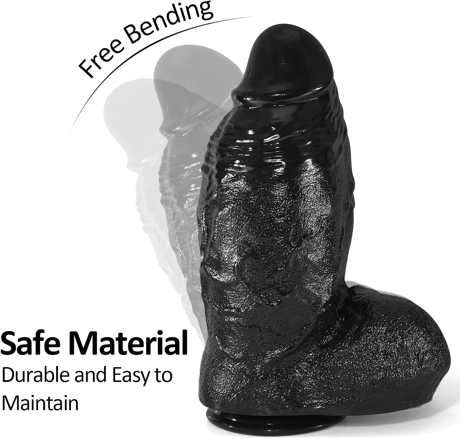 Large Thick Realistic Dildo, G-Spot Wide Lifelike Dildos for Vaginal and Anal Use, Black Fat Dildo Massive Butt Plug Sex Toy for Advanced Player