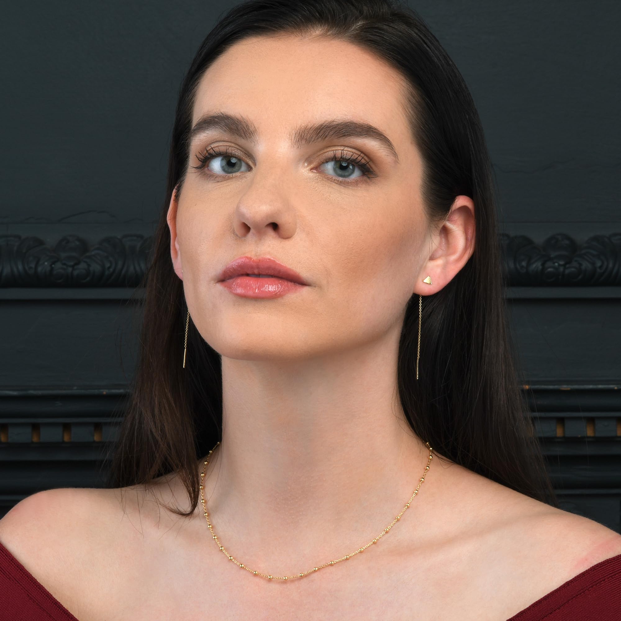 namana 925 Sterling Silber Kette Halskette für Damen, Silber, Gold oder Rose Gold, Perlen-Halsketten für Frauen und Teenager-Mädchen, süße Kugel-Halsketten mit kleinen Silberperlen