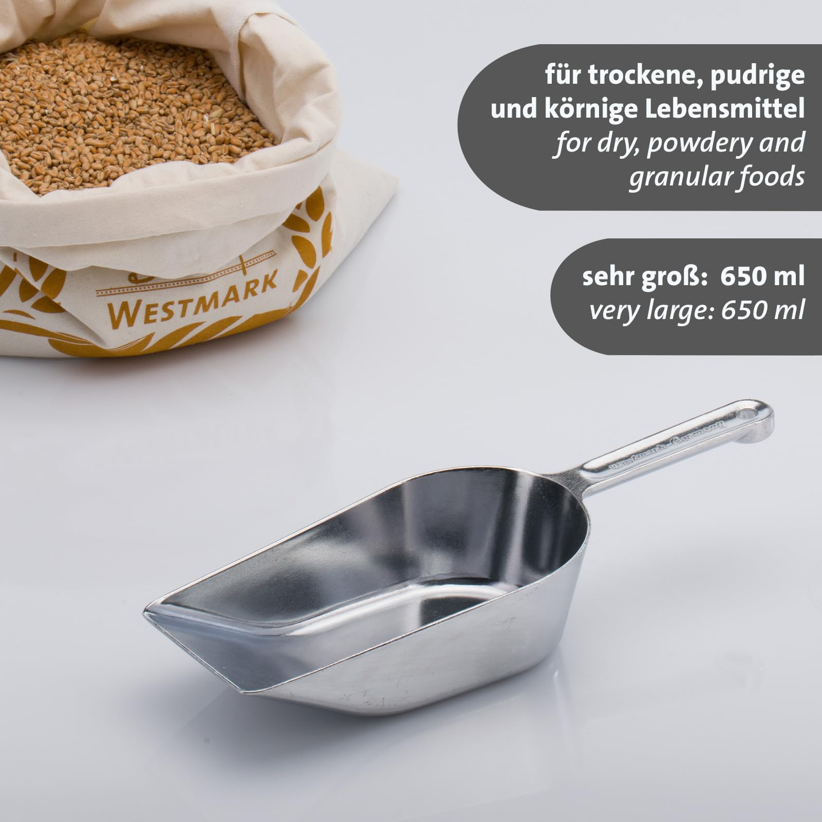 Westmark Pelles ménagères " Hygia " – 3 pelles pratiques pour doser proprement les ingrédients secs tels que le sucre et les épices ou les aliments pour animaux et les bonbons – 650 ml