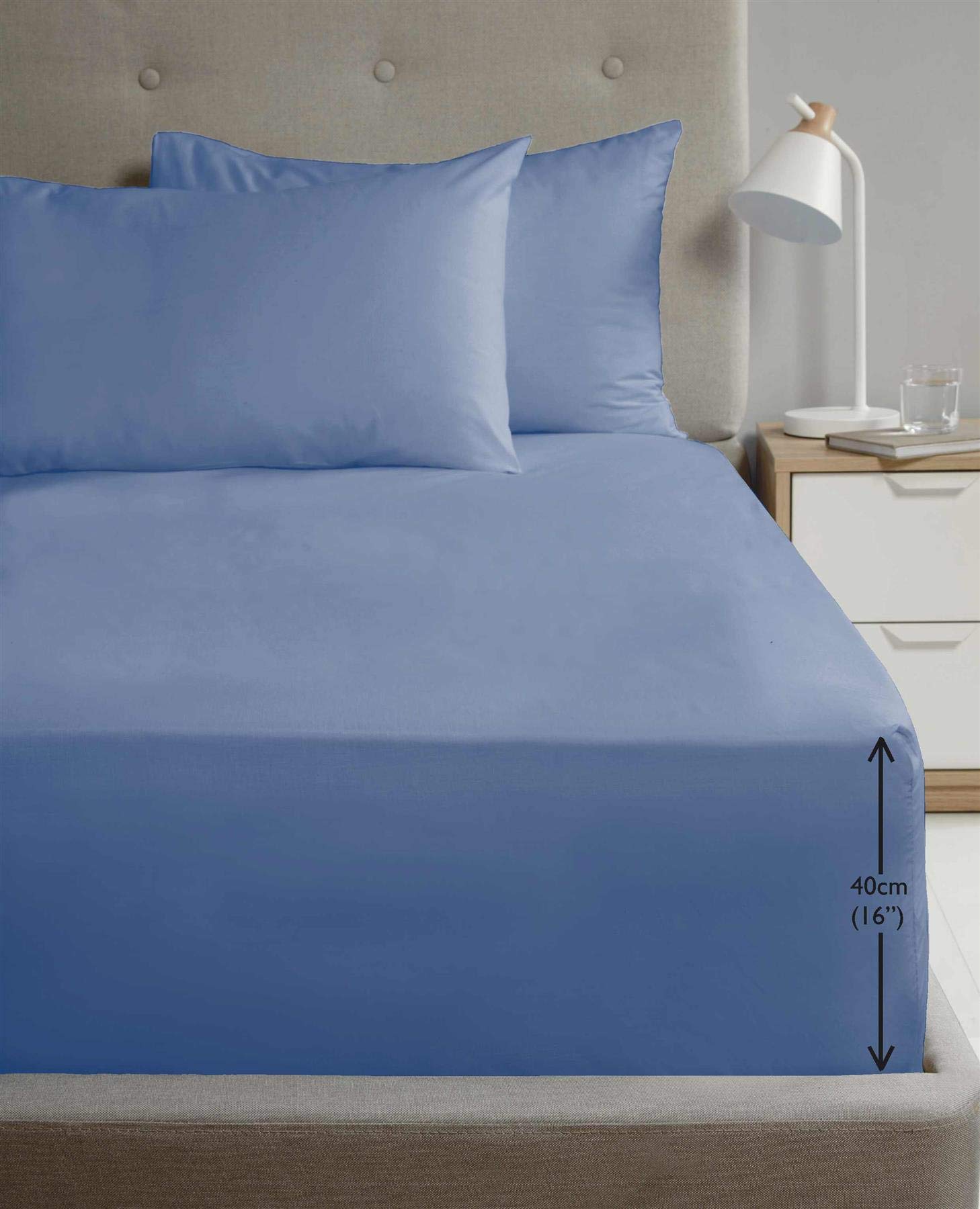Rapport Luxury Super Soft Percale Plain Pillowcase 2 Pack Pillowcase Pair Blue