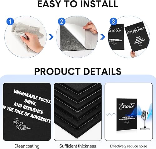 Miniatura 5 de Coume Paquete de 6 paneles acústicos artísticos de 12 x 16 pulgadas, inspiradores, autoadhesivos, insonorizados, motivacionales, decorativos que