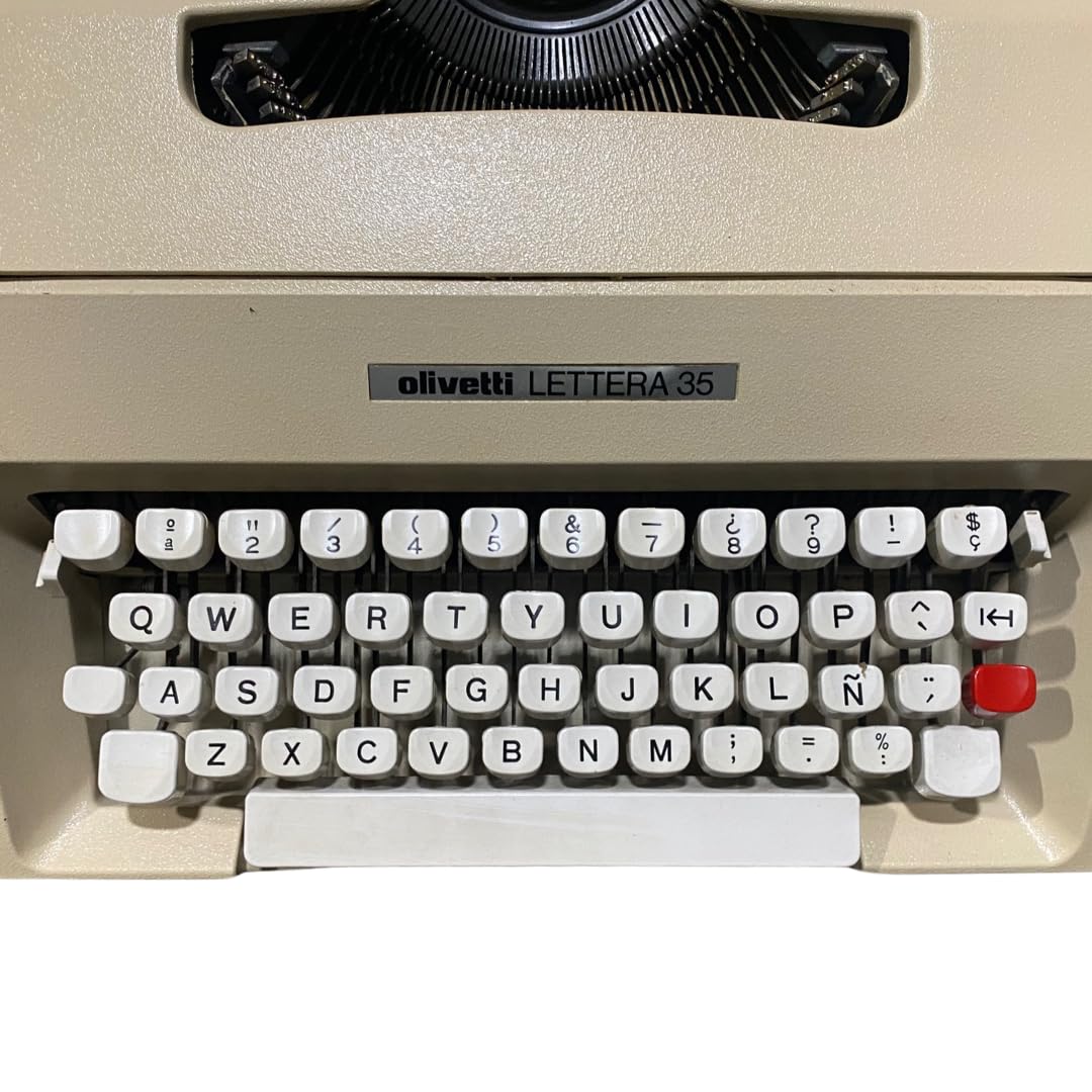 Máquina de Escribir Vintage Olivetti Lettera 35 - Teclado en Castellano Revisada y Funcional Ideal para Coleccionismo - Totalmente Funcional