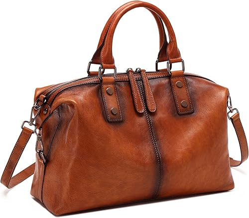 Bolsos de cuero genuino para mujer, bolsos vintage con asa superior, bolso y bolso cruzado