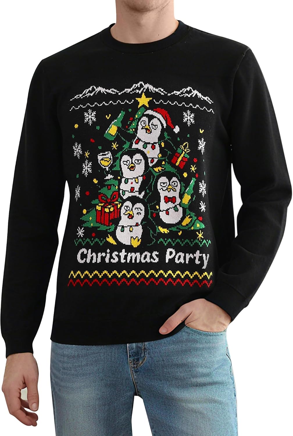 Runhit Ugly Christmas Sweater for Men Women Unisex Funny Christmas Sweaters Fun Holiday Pullovers Novelty Xmas Pullover Gift