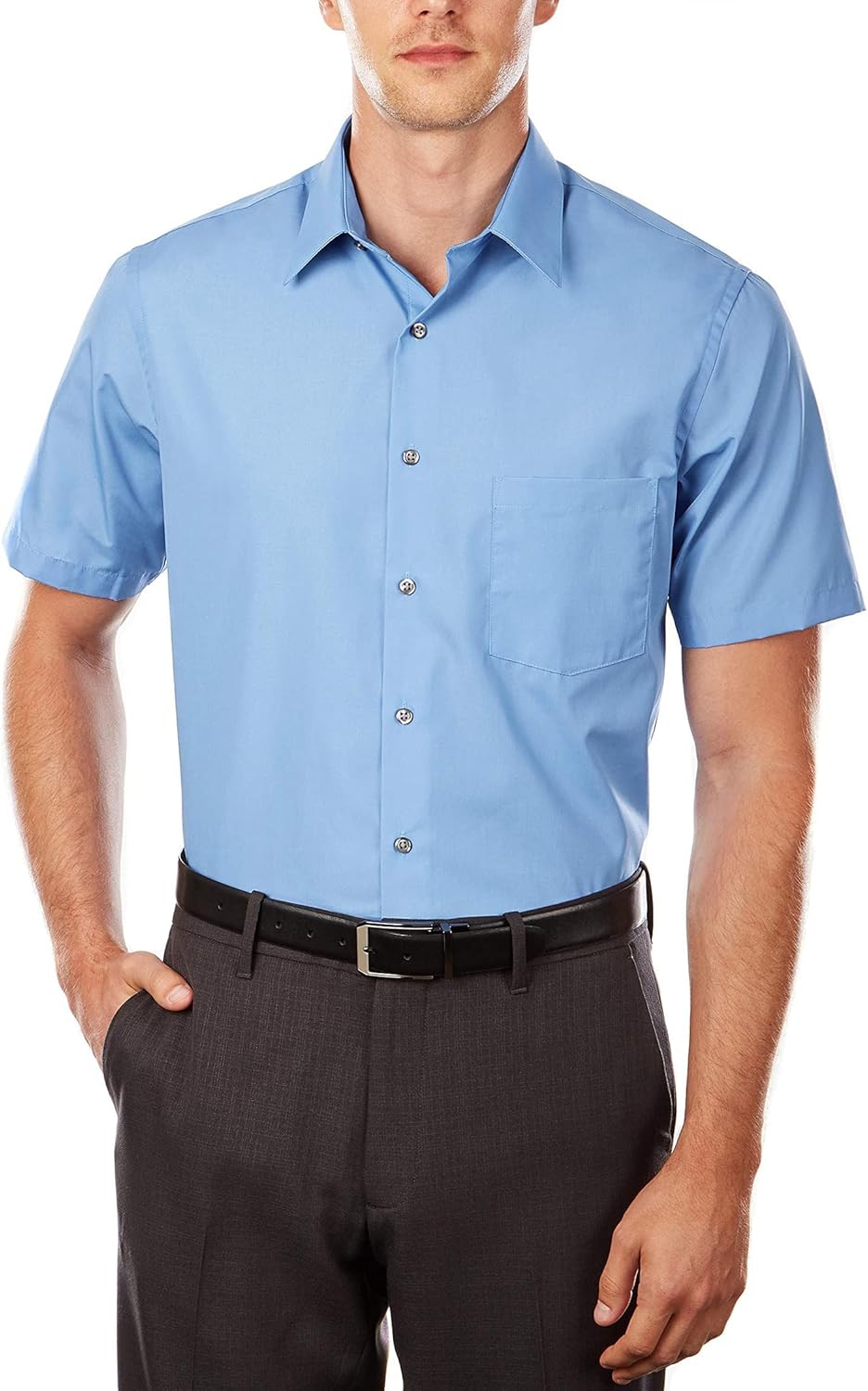 Van Heusen Men's TALL FIT Short Sleeve Dress Shirts Poplin Solid (Big and Tall)