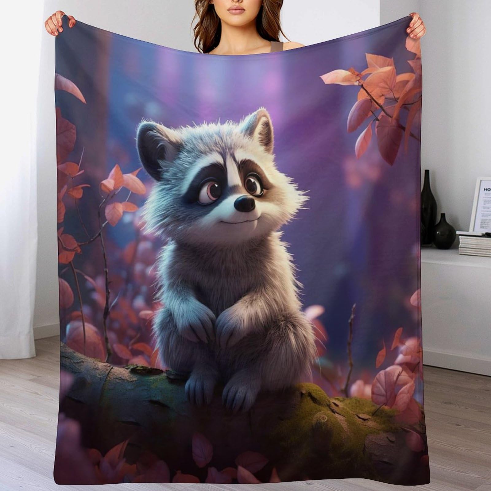 Couverture polaire plaid canapé raton laveur tapis douillet jet polaire lavable