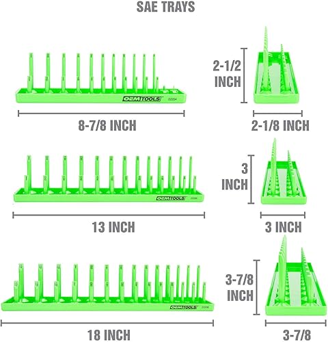 Miniatura 47 de OEMTOOLS 22234 Organizador de enchufes, 6 organizadores de enchufes, SAE y métrico, soportes para enchufes de 1/4, 3/8, 1/2, soporte de enchufe