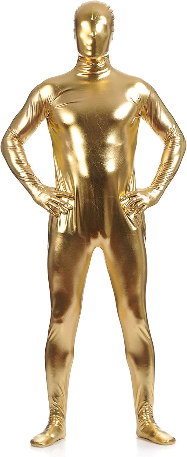 VSVO Unisex Metallic Skin-Tight Spandex Full Body Suit for Adults
