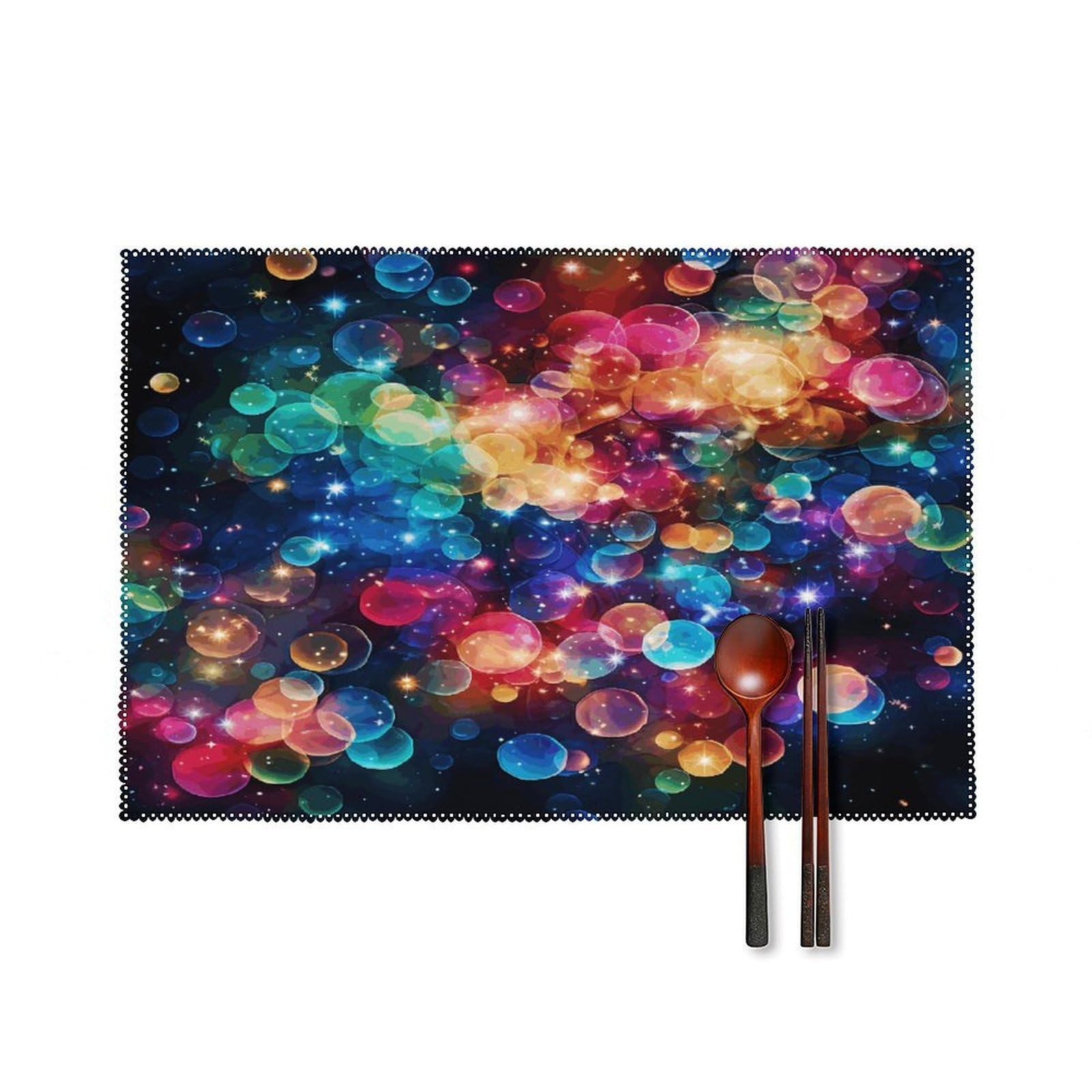 Colorful Rainbow Stars Placemats Set of 4 Heat Resistant Non-Slip Place Mats for Dining Table Washable Placemat Wipeable Dining Table Mat Canvas Place Mats Dining Table Decor
