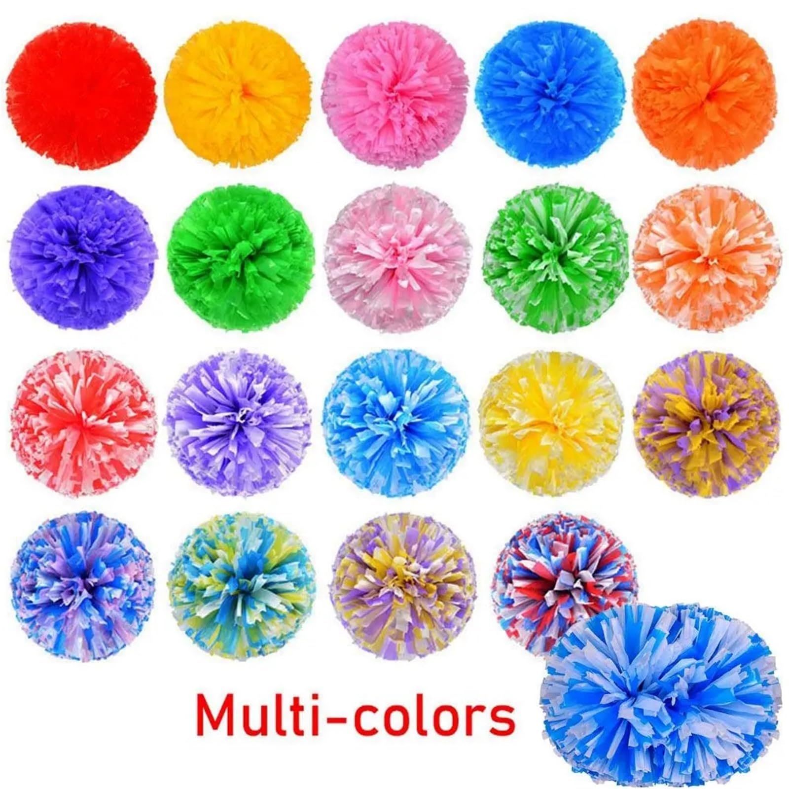Lot de 10 pompons de pom-pom girl pour costume de compétition, fleur fantaisie, pom-pom girl, pompons, décoration de fête, club, fournitures de sport (rouge et blanc)