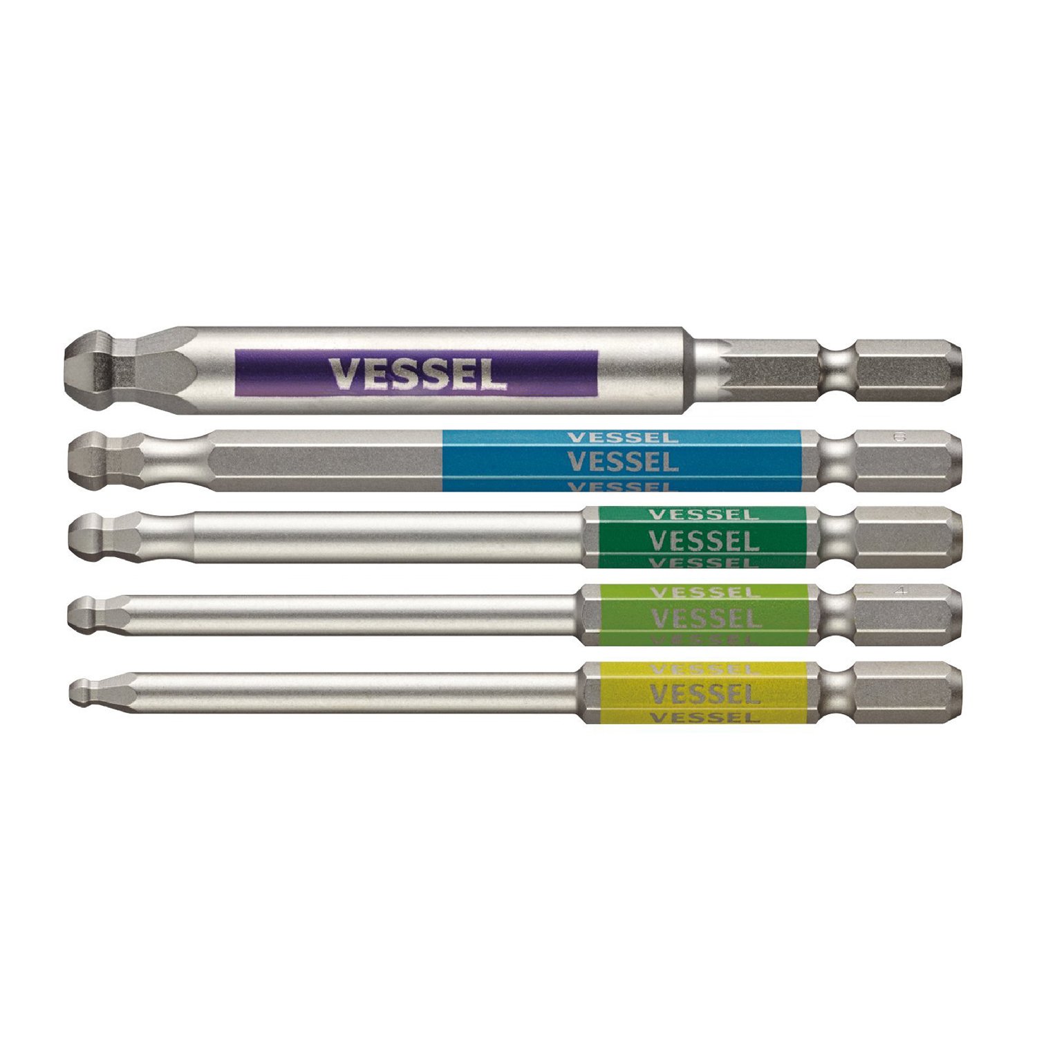 Vessel GS5P-35 Single Head Ball Point Rigid Bit Set of 5, Opposite Side 3/4/5/6/8x100