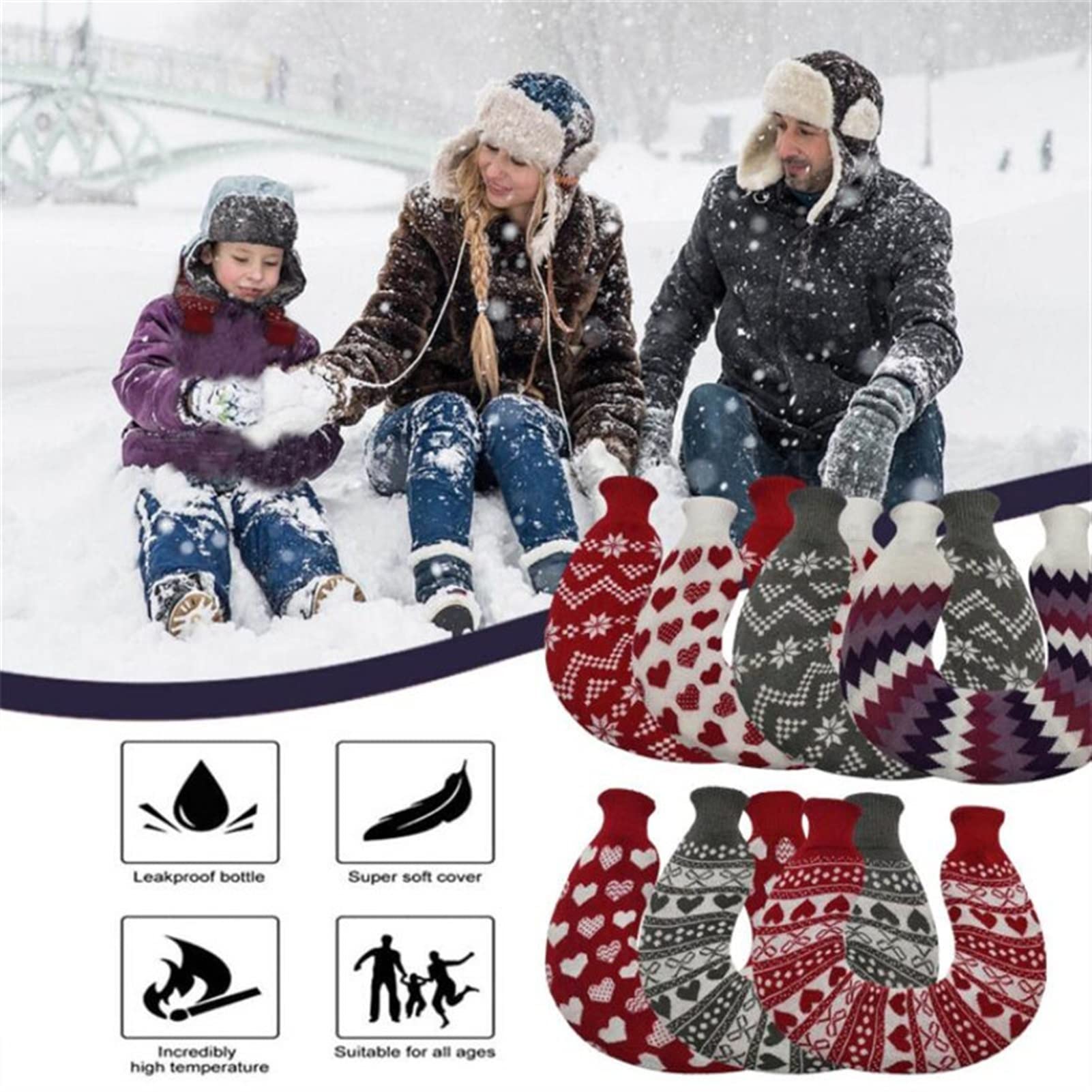 Botella Agua Caliente 1L PERSUERZA DE PERSUERZA DE MANO PIES DE MANO DE INVIERNO U Forma en forma de bolsa de agua caliente Cubierta Hombro cálido removible coral Fleece agua caliente Botella de agua