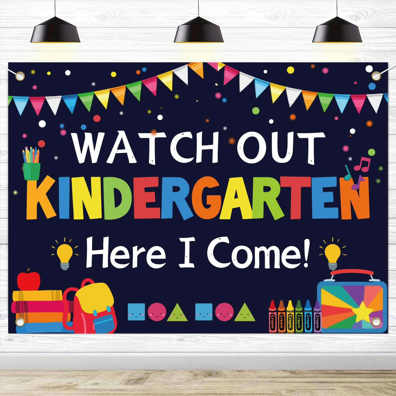 Watch Out Kindergarten Here I Come Backdrop First Day of Kindergarten Photography Backdrops Teacher and Students Kids Party Decoration Banner Students