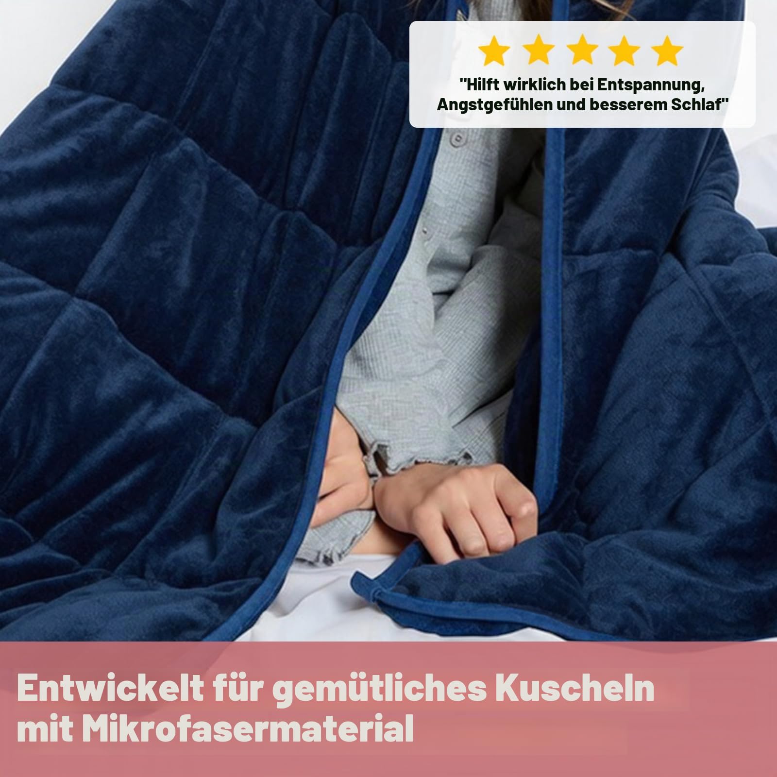 OHS Gewichtsdecke 3 kg, Schwere Decke zum schlafen, schwere Schlafdecke aus Mikrofaser, Blau 150 x 100 cm - (Haftungsausschluss: Nur für Kinder ab 3 Jahren geeignet)