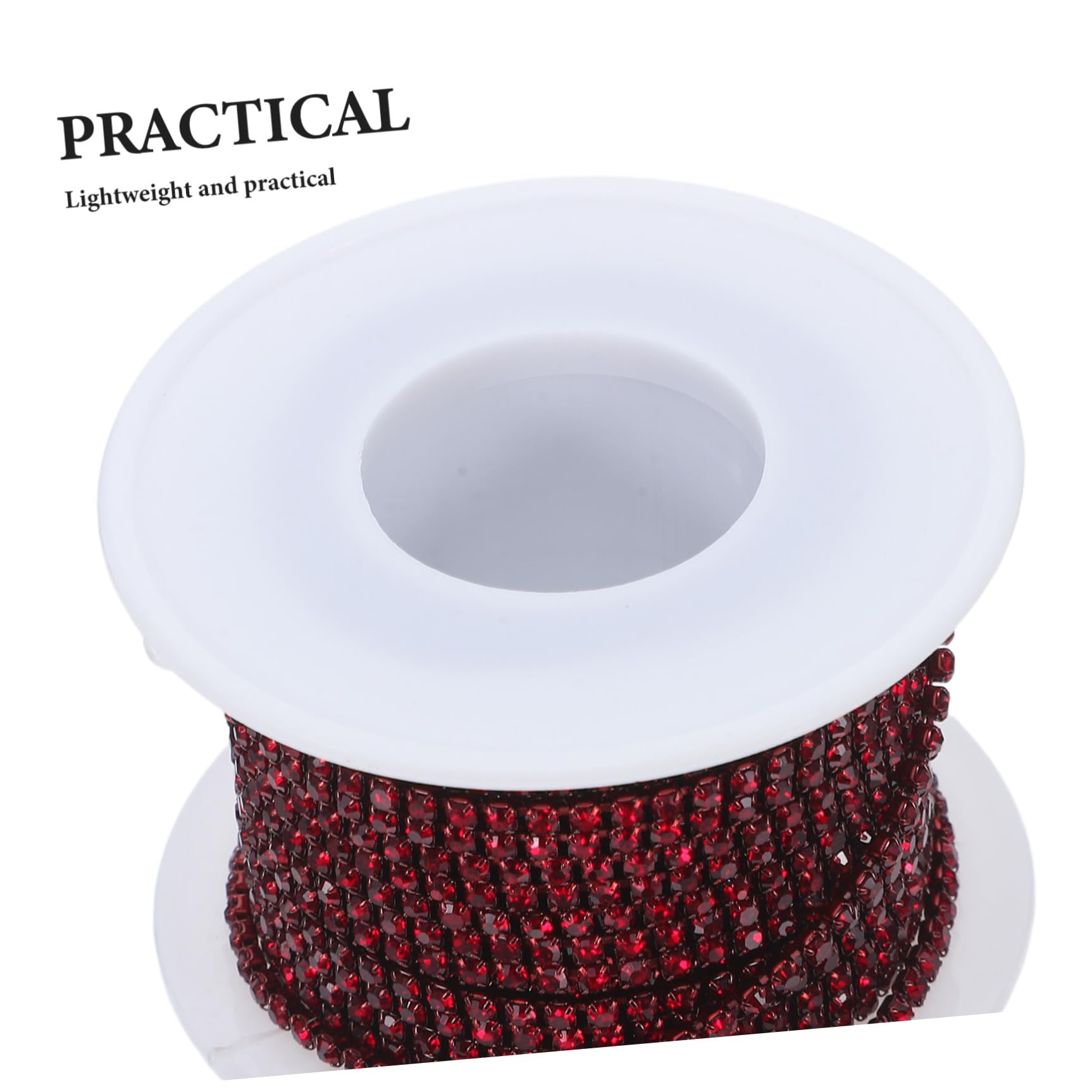 Sosoport Cadena de Gemas de Imitación 2 Mm, 10 Yardas, Rojo Profundo Ss6, Cinta para Joyería, Ropa, Zapatos y Manualidades Diy, Cadena de Cristal para Adornos y Costura — view 3