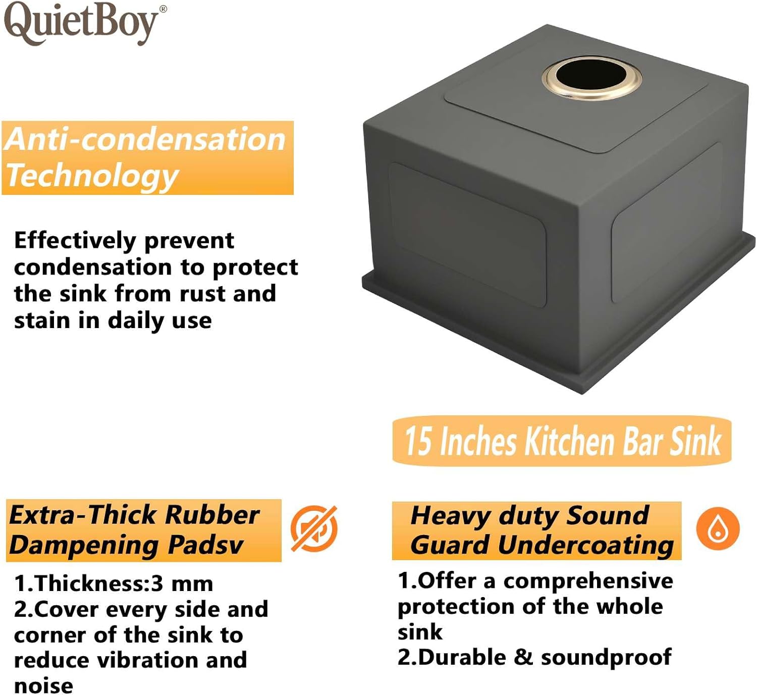 15 Inch Drop In Kitchen Sink, Stainless Steel Single Bowl Undermount Kitchen Sinks, Single Bowl Farmhouse Workstation Sinks(Gold, 1515)