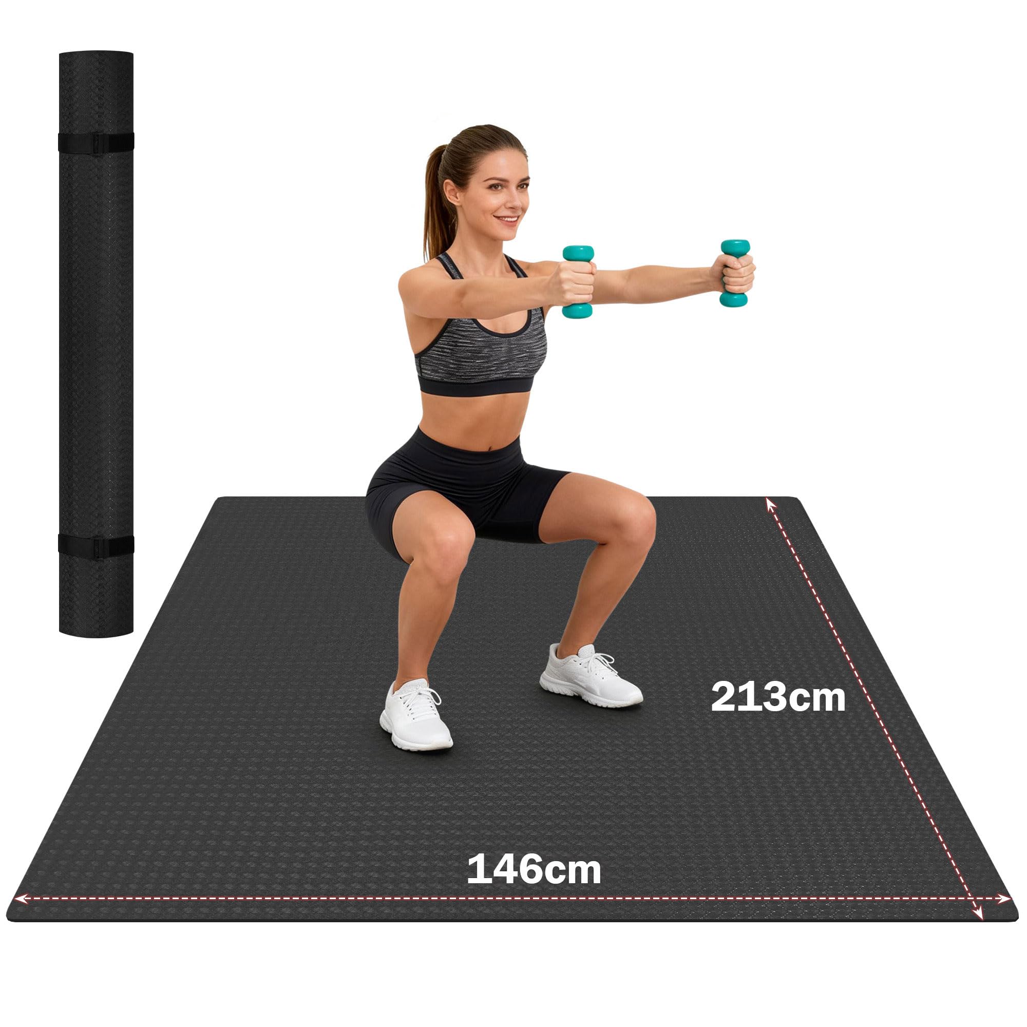 Stepwaver Extra Large HPE Exercise Mat,213x146x0.6cm Thick Workout Mat for Home Gym & Garage Flooring, Shoe-Friendly, Non-Slip, Ultra Durable, Thick Large Gym mat Mats for Home Workouts