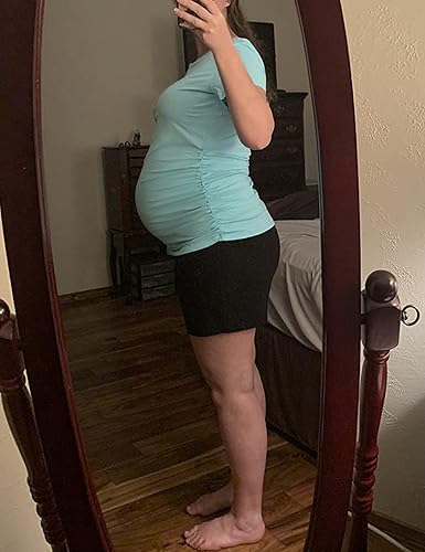 Miniatura 2 de Camiseta de maternidad con fruncido en el lado superior camisa de embarazo talla grande