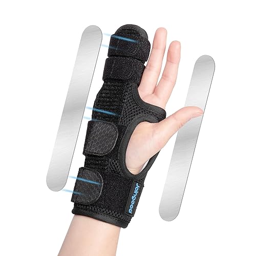 Férula de dedo meñique, férula de fractura boxeador para hombres y mujeres, soporte ajustable con soportes de aluminio extraíbles para artritis,