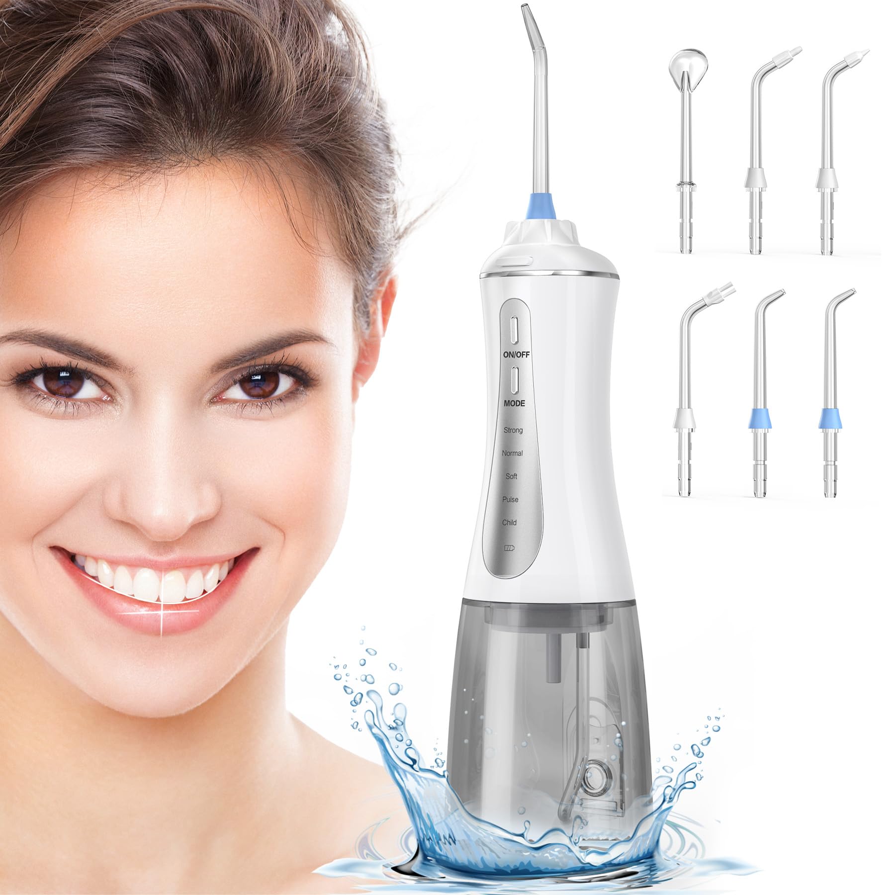 Irrigador Dental Portatil Profesional Inalámbrico 5 Boquillas 4 Modos IPX7 USB-C Recargable