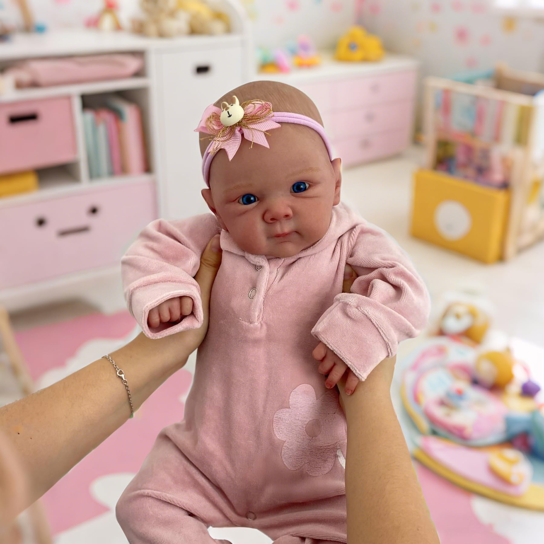 iCradle Realistic Reborn Baby Doll 18 Inch 48cm, Newborn Doll with Pink Clothes, Safe Play Toy for Kids Ages 3+