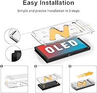 Vista 6 de Paquete de 2 protectores de pantalla de vidrio templado para Nintendo Switch OLED 2021, con kit de alineación automática, dureza 9H, sin burbujas