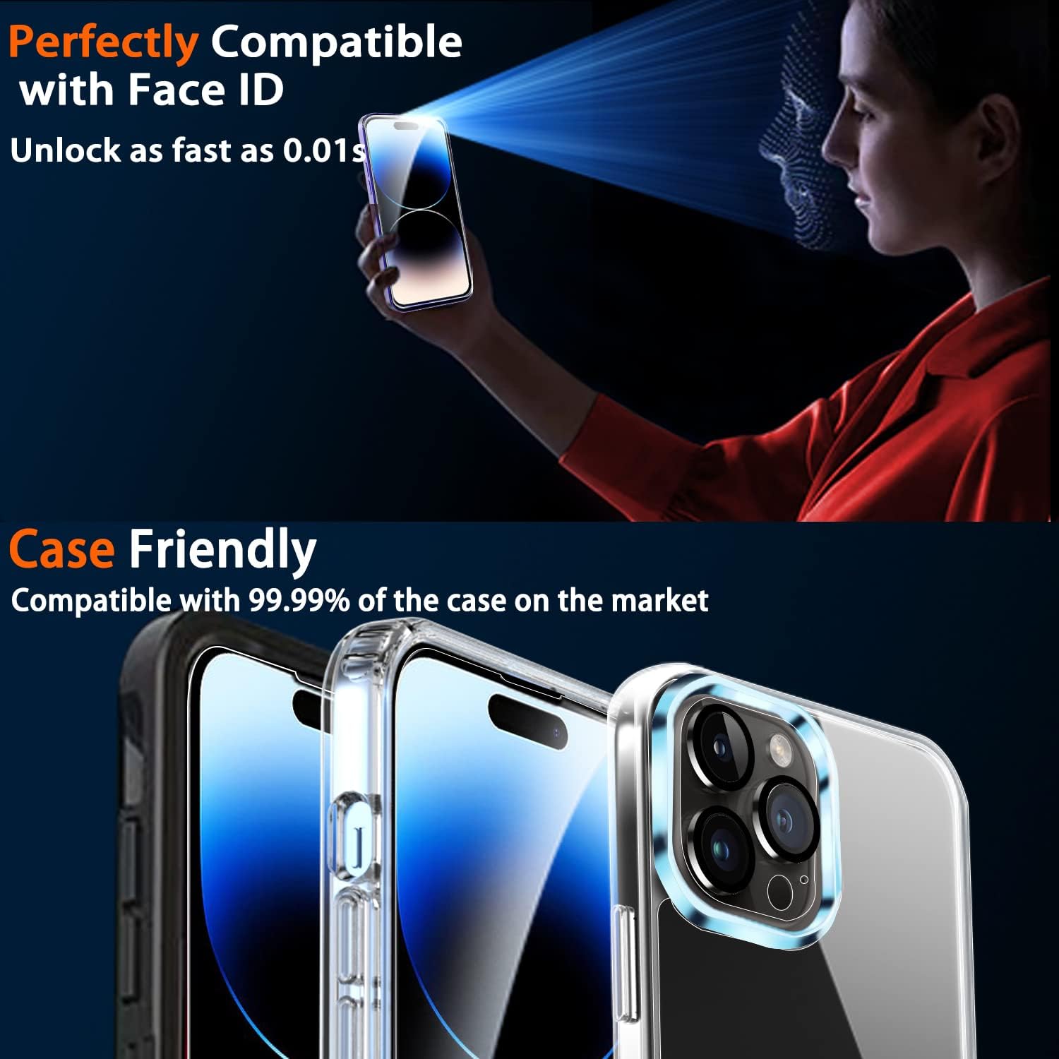 Ferilinso [3+3 Pack] Apple iPhone 14 pro Privacy Screen Protector Tempered Glass Accessories 3 Pack 9H Anti Spy Privacy Screen For iPhone 14 pro 3 Pack Camera Protector Purple
