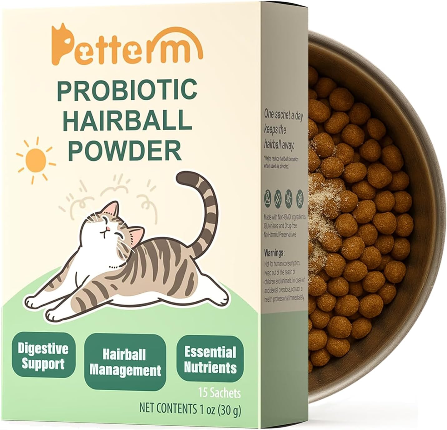 Product image of Hairball Remedy Treats Cat Furball Treatment Powder for Cats Natural Hairball Control Supplement with Slippery Elm Marshmallow Root Psyllium Husk 6 Billion Probiotics Digestive Support