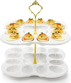 12 Easter Dinner Recipes for a Beautiful Holiday Table 96 Peohud 2 Tier Ceramic Deviled Egg Platter Tray, 24 Holes Detachable East...
