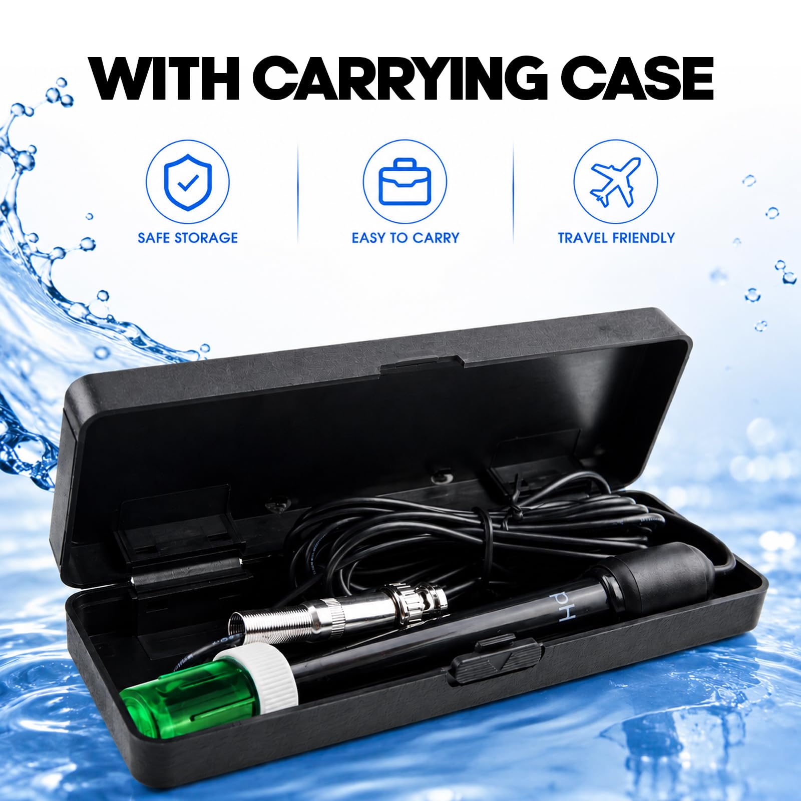 Lungo Corpo pH Elettrodo con BNC Socket Sonda 300cm Cavo 0-14pH per pH Metro, pH Controllore pH Dispositivo Economico Sensore