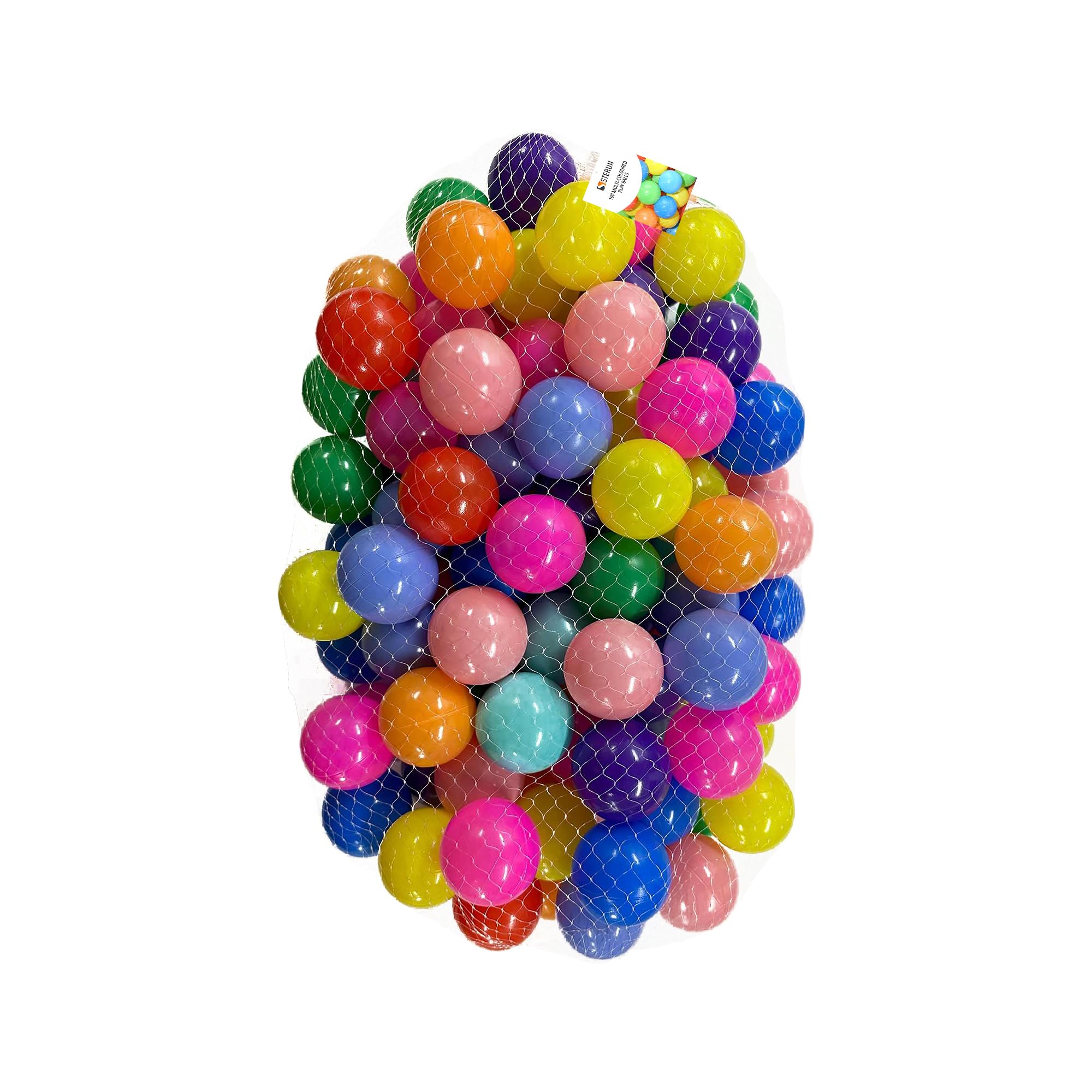STERUN Ball Pit Balls 200 Multi-Colour Playballs Smooth Surface & No Sharp Edges, Crush Proof, Toxic Free 6cm Soft Pit Balls For Kids Indoor Outdoor Play | For Ball Pit