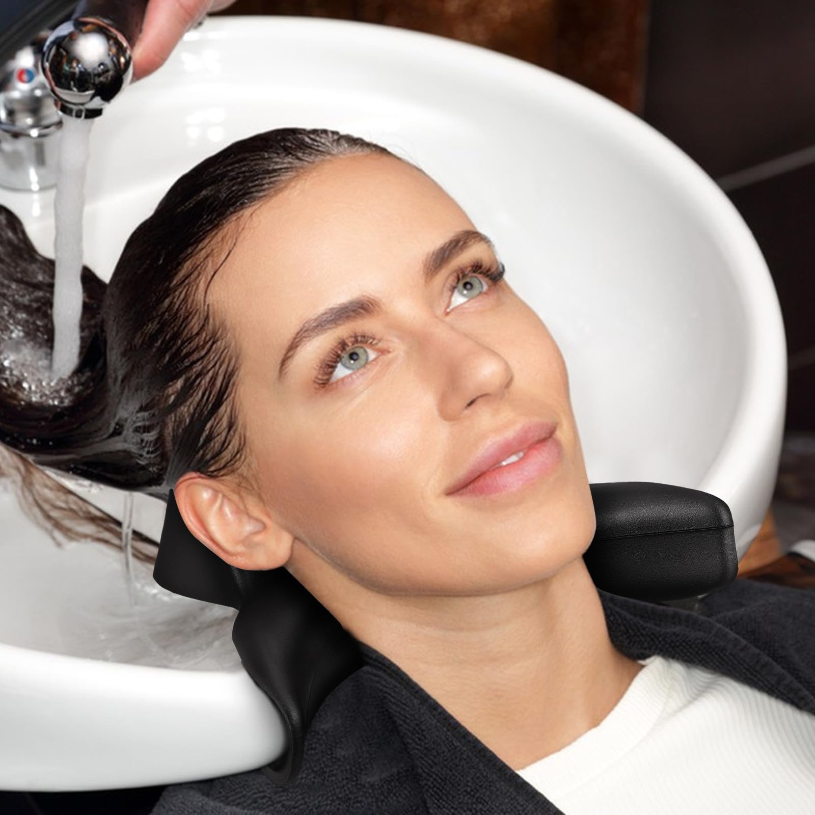 Generico Cuscino Per Lavatesta Nero In PVC Con Supporto Cervicale Ideale Per SPA E Saloni Di Parrucchieri