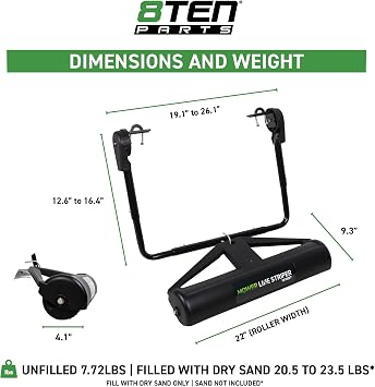 8TEN Lawn Striper Kit for 20-22 Push & Walk Behind Mowers Fillable Striping Roller System Fits Toro MTD Cub Cadet Troy-Bilt Craftsman EGO Lawn-Boy Yard Machines Husqvarna John Deere Honda