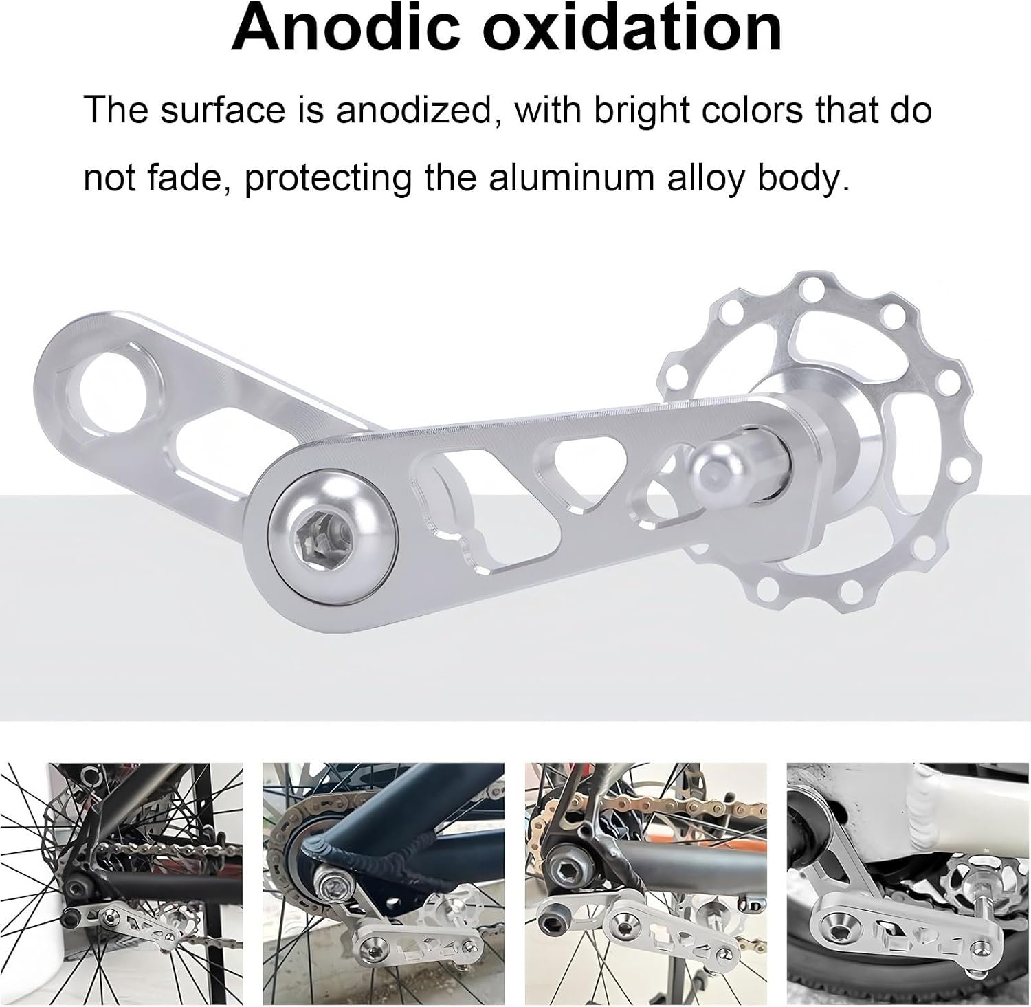 AuroraXQ Folding Bike Single Speed Chain Tensioner, Aluminum Alloy Derailleur Hanger Bicycle Chain Guide Accessories(Gold)